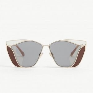NWT Chloe Women's Sunglasses Gold Cat Eye Frame Dark Brown CH0049S-30011235003